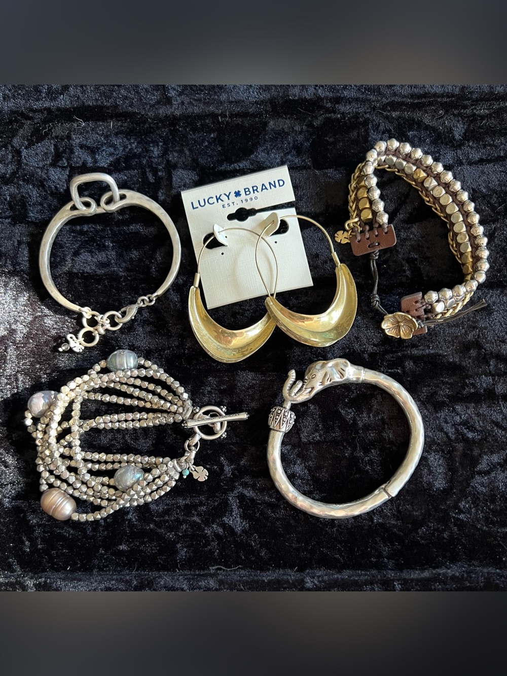 Lucky Brand Gold and Silver Earrings and Bracelets